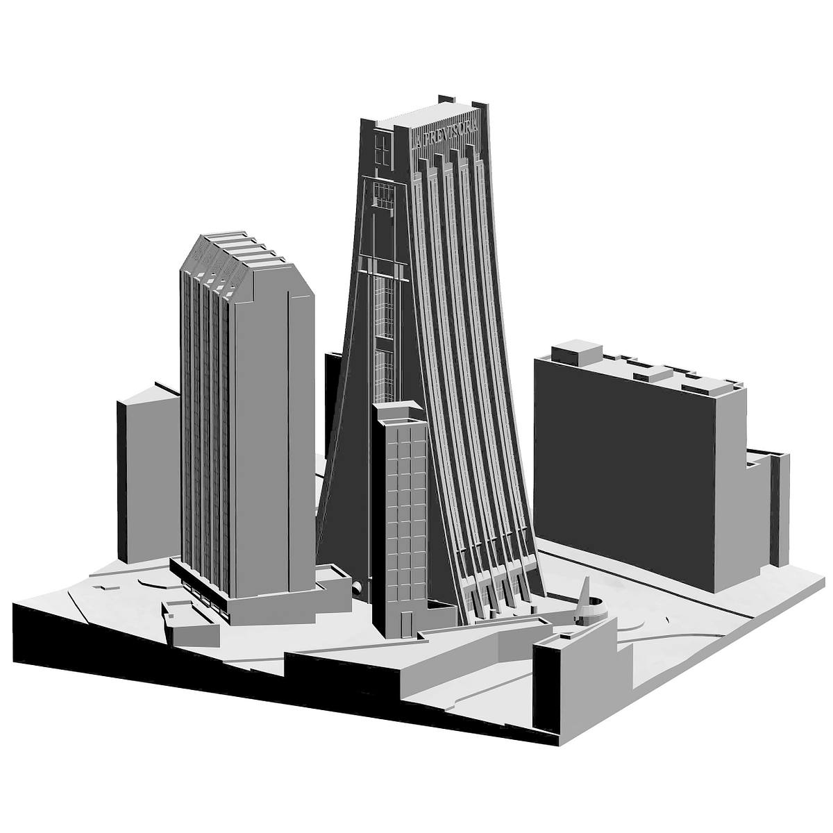 modelo digital torre la previsora caracas arquitectura 3d