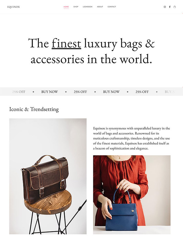 Equinox -  Pixpa Fashion Portfolio Website Template